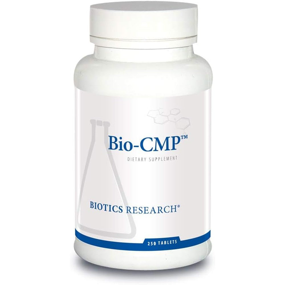 Biotics Research Bio CMP 250 Tablets front label view showing premium electrolyte mineral supplement for muscle cramp relief.