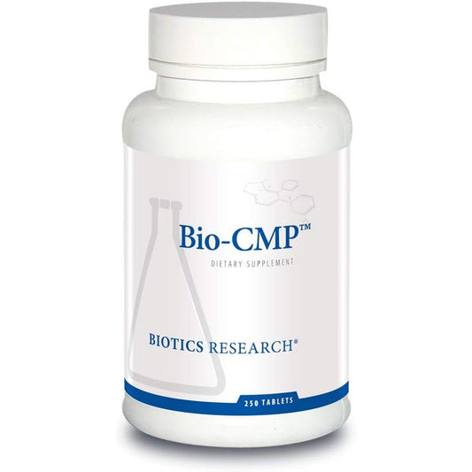 Biotics Research Bio CMP 250 Tablets front label view showing premium electrolyte mineral supplement for muscle cramp relief.