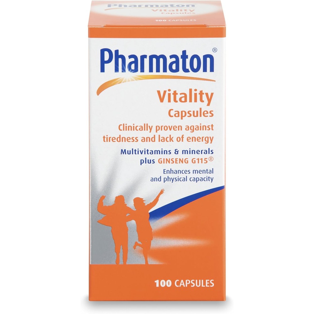 Pharmaton Vitality Multivitamin 100 Capsules front bottle view daily energy supplement