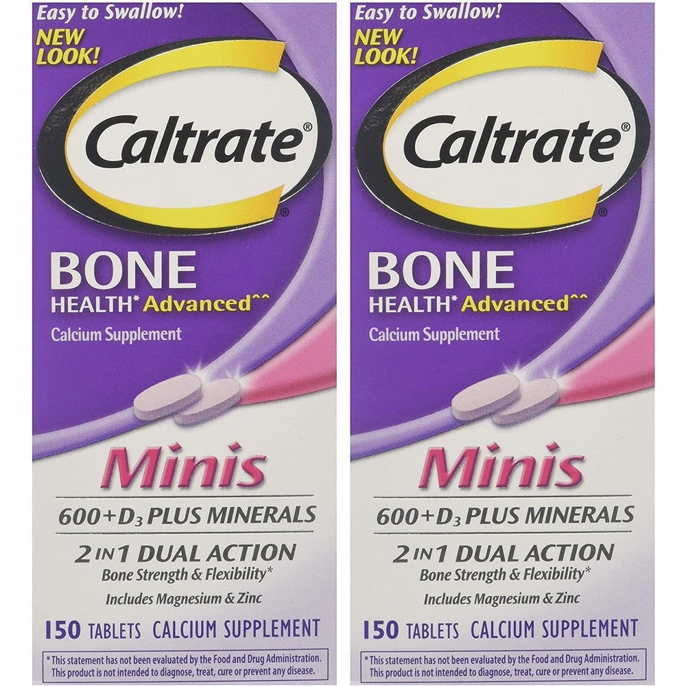 Caltrate Minis Plus Minerals twin pack front view showing the supplement bottles.