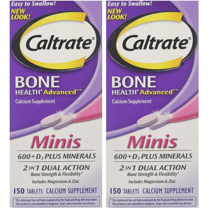 Caltrate Minis Plus Minerals twin pack front view showing the supplement bottles.
