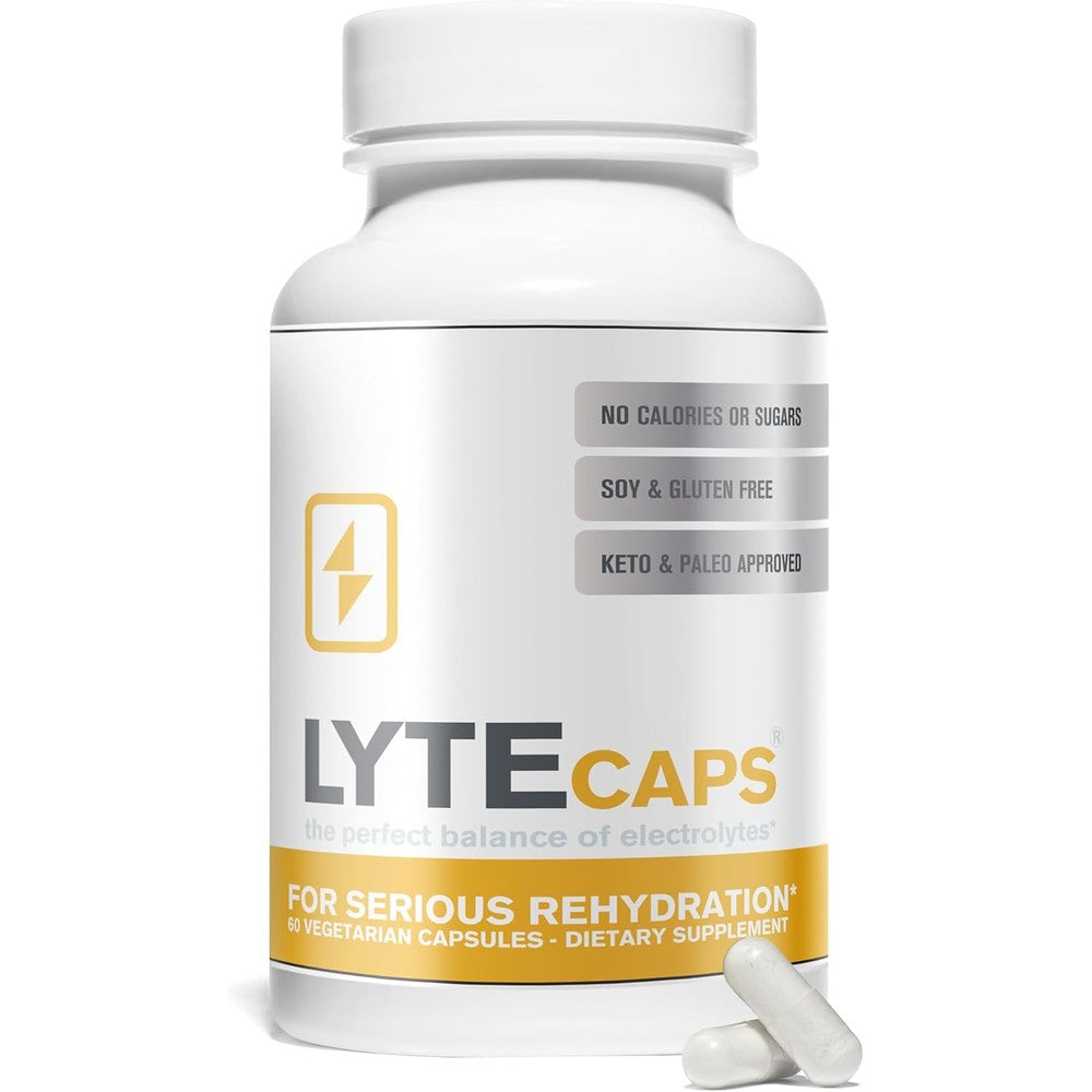 LyteLine LyteCaps Electrolyte Capsules front view bottle showing 60 vegetarian caps