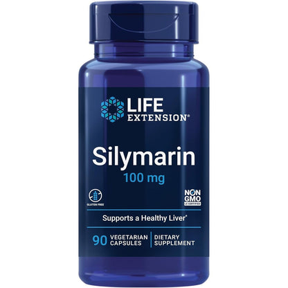 Life Extension Silymarin Milk Thistle Extract front bottle view for liver health