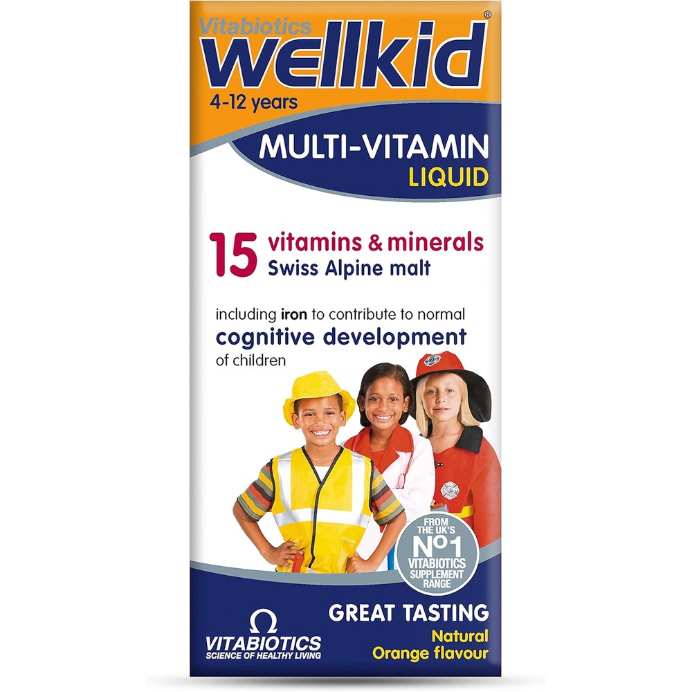 Wellkid Vitabiotics Multi Vitamin Liquid Kids 150ml front view bottle for premium children nutrition