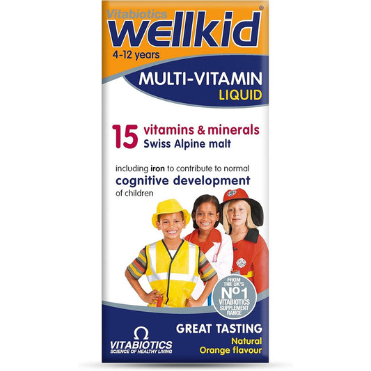 Wellkid Vitabiotics Multi Vitamin Liquid Kids 150ml front view bottle for premium children nutrition