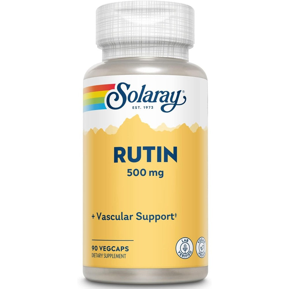 Solaray Rutin five hundred milligrams vascular support supplement front view