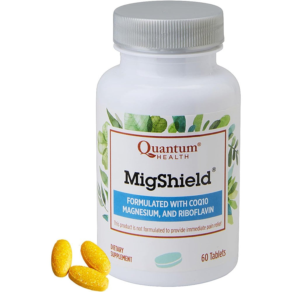 Quantum Health MigShield Magnesium 60 Tablets front view bottle for brain health support.