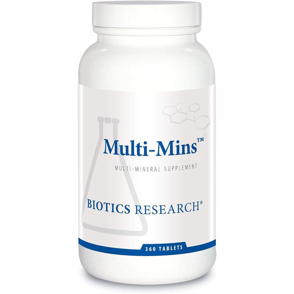 Biotics Research Multi Mins 360 Tablets front bottle view showing full spectrum bioavailable multimineral supplement label