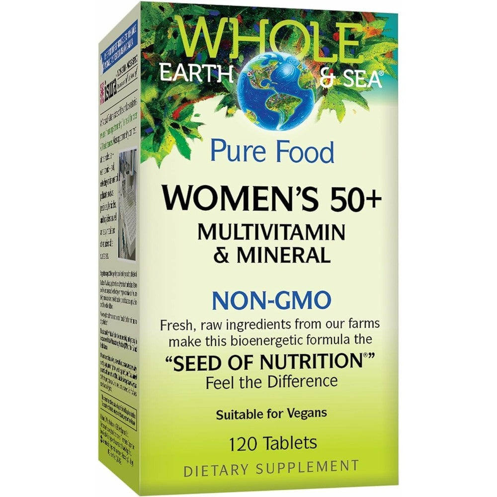 Natural Factors Whole Earth and Sea Womens 50 Plus Multivitamin front bottle packaging view