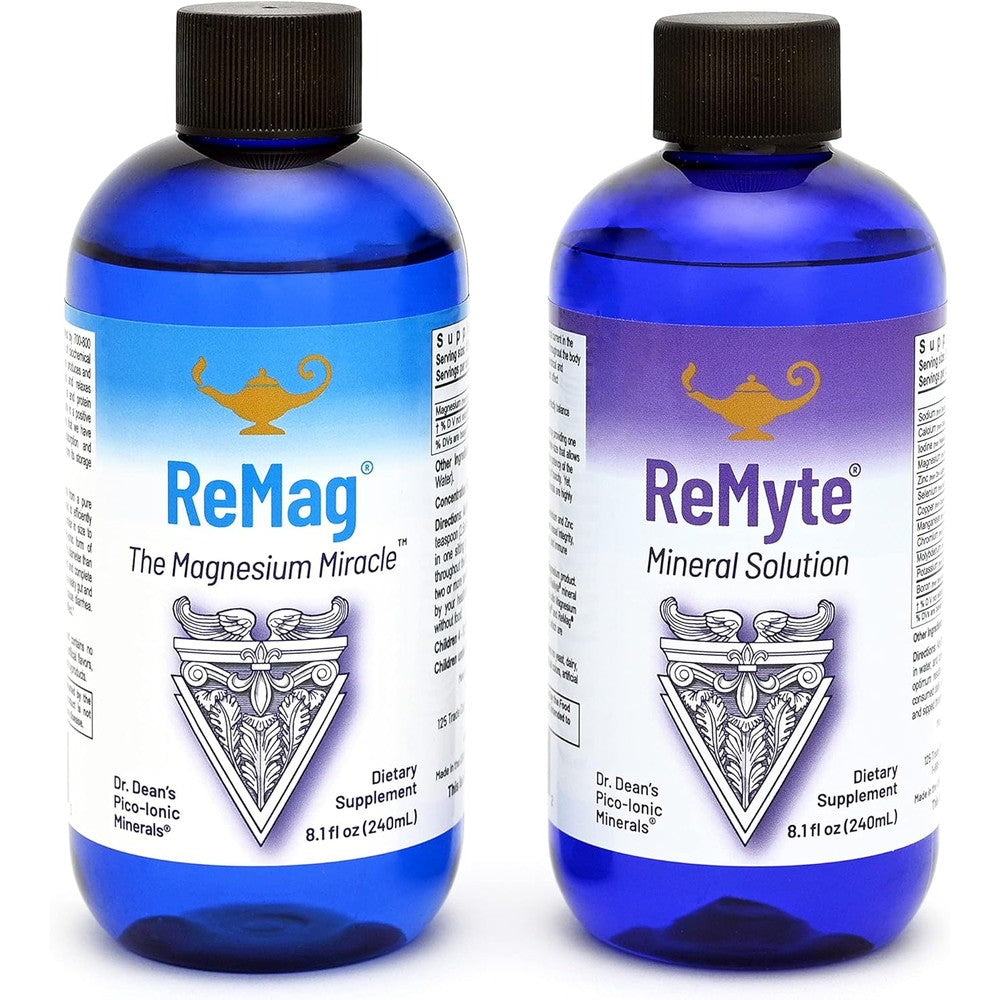 RnA ReSet ReMag and ReMyte liquid mineral bundle front view authentic USA imported supplements.