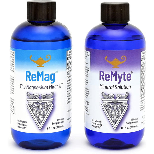 RnA ReSet ReMag and ReMyte liquid mineral bundle front view authentic USA imported supplements.