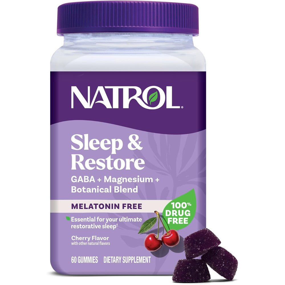 Natrol Sleep And Restore Magnesium Glycinate Blend Gummies front view bottle