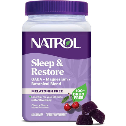 Natrol Sleep And Restore Magnesium Glycinate Blend Gummies front view bottle
