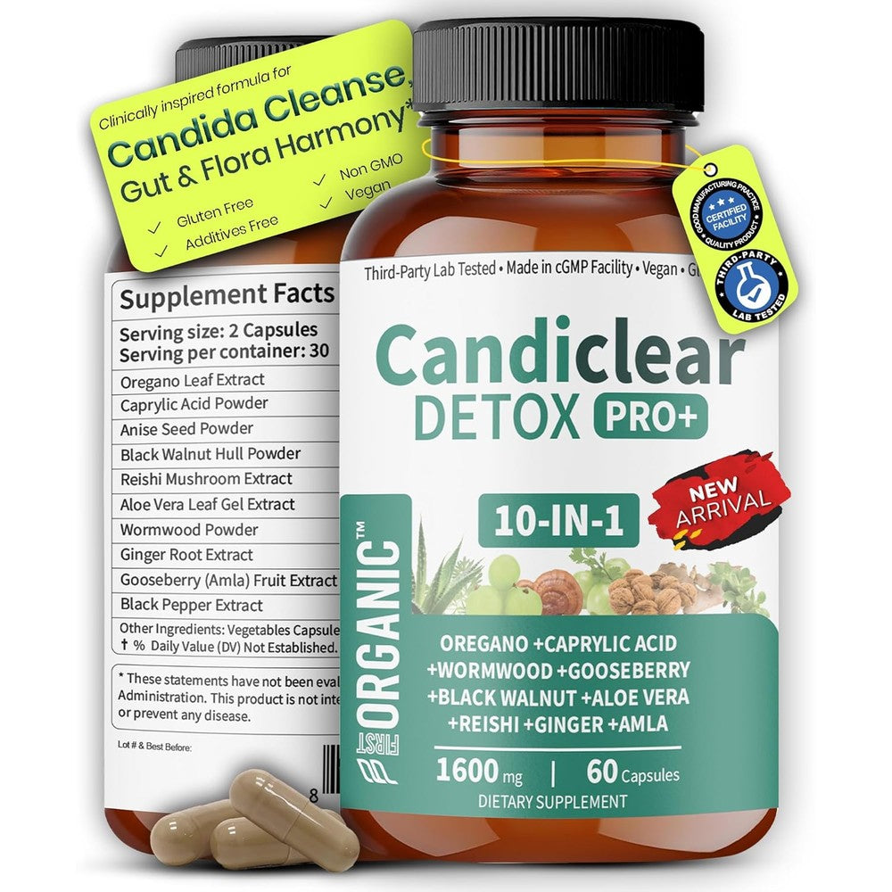FirstOrganic Women's Candida Cleanse front view bottle for natural yeast balance
