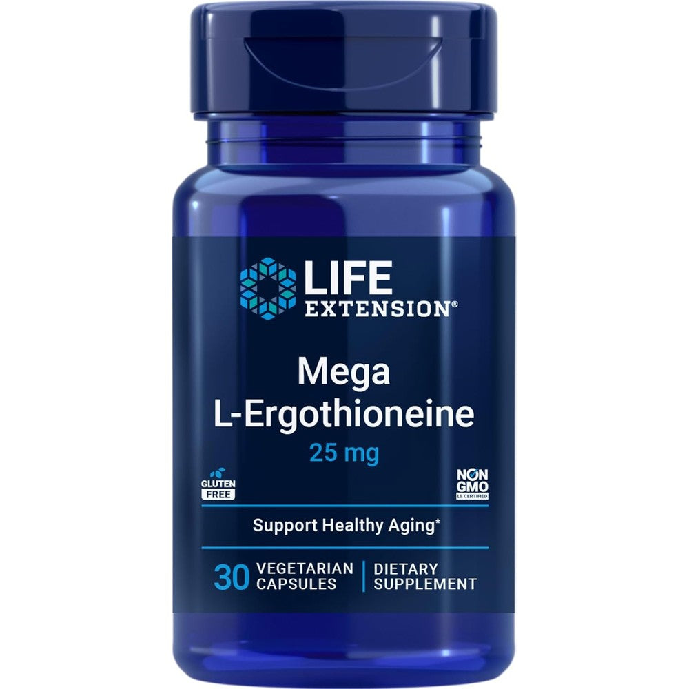 Life Extension Mega L Ergothioneine 25mg 30 capsules front packaging bottle