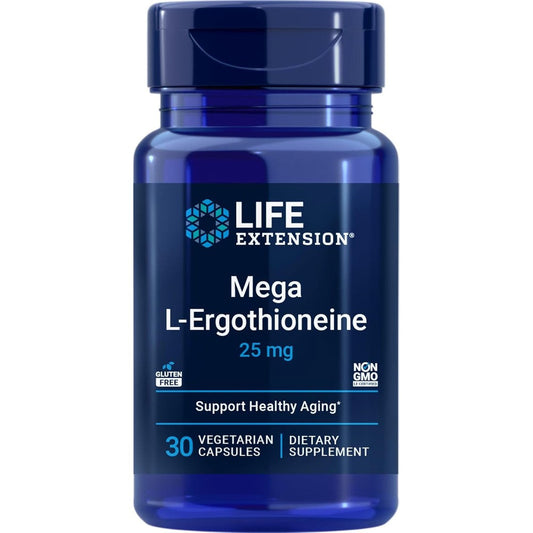 Life Extension Mega L Ergothioneine 25mg 30 capsules front packaging bottle