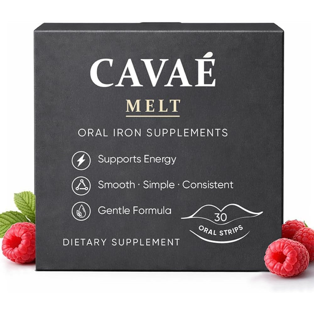 Aultink Cavae Melt Iron Strips front packaging showing raspberry flavor details