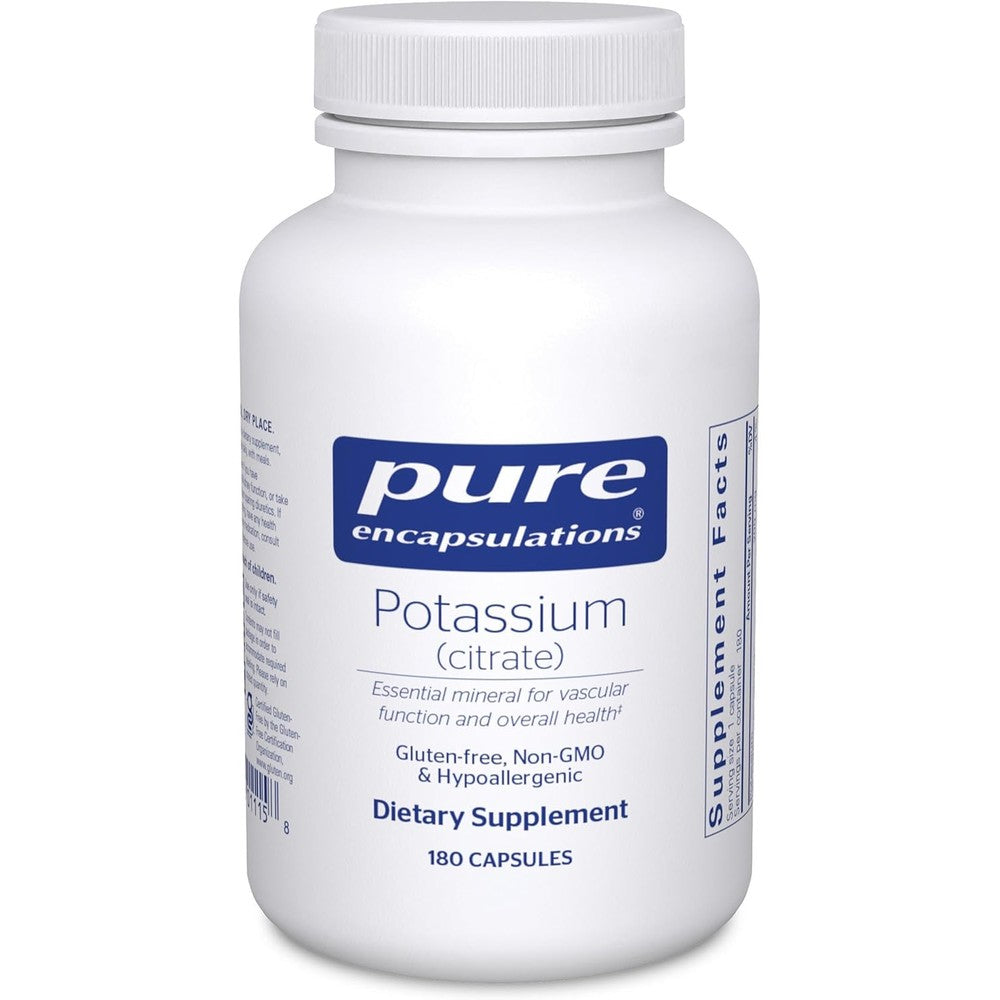 Pure Encapsulations Potassium Citrate 180 Capsules front view