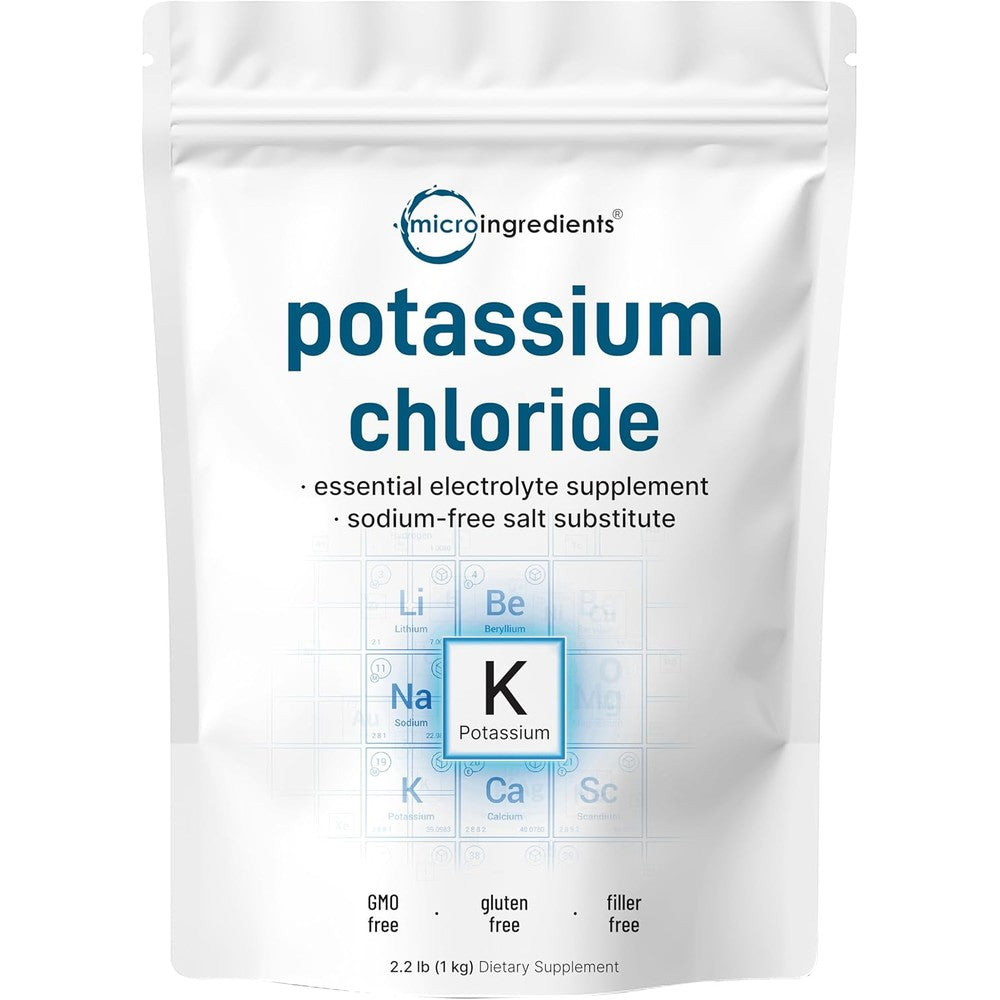 Micro Ingredients Potassium Chloride Powder 1kg front view pouch