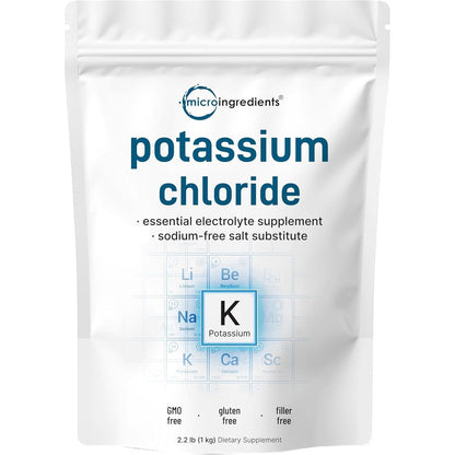 Micro Ingredients Potassium Chloride Powder 1kg front view pouch