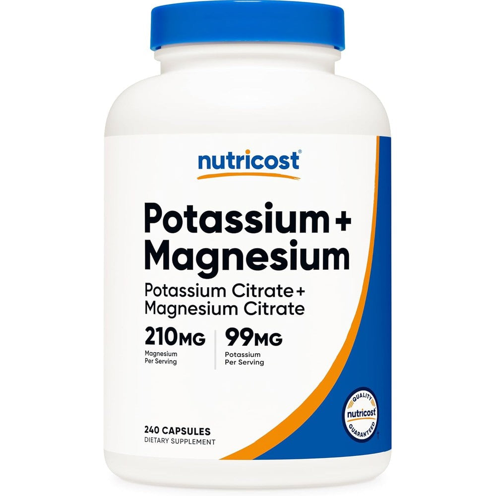 Nutricost Potassium and Magnesium Citrates 240 capsules front view bottle