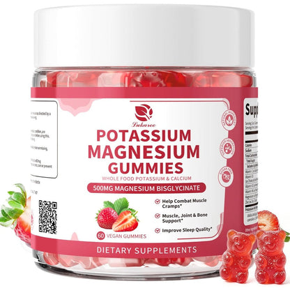 Lukaree Magnesium Glycinate and Potassium Gummies 2 pack front bottle view for muscle relaxation and sleep.