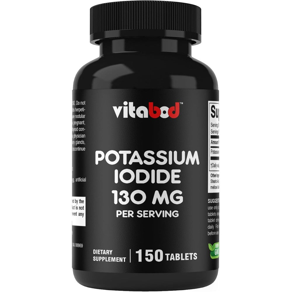 Vitabod Potassium Iodide dietary supplement 130mg front view bottle
