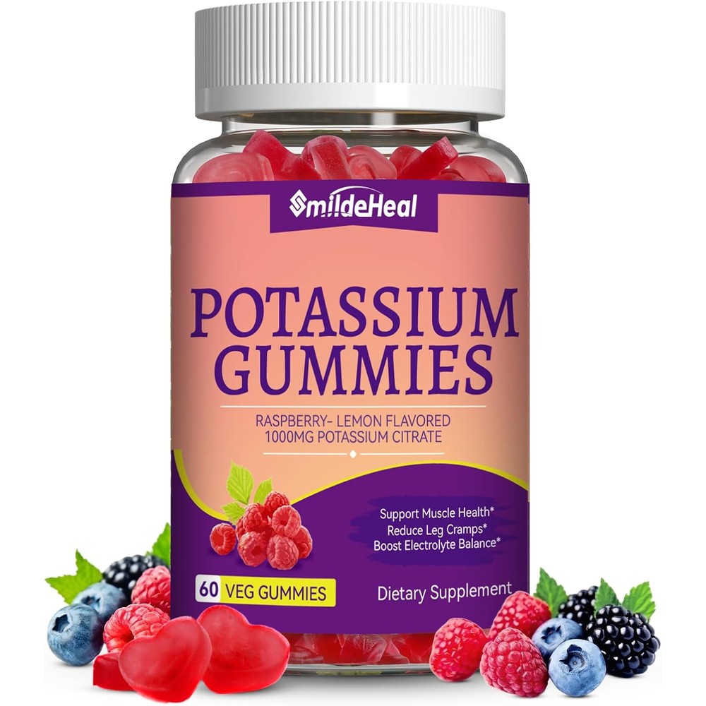 SmildeHeal Potassium Citrate 1000mg Gummies bottle front view for muscle health support