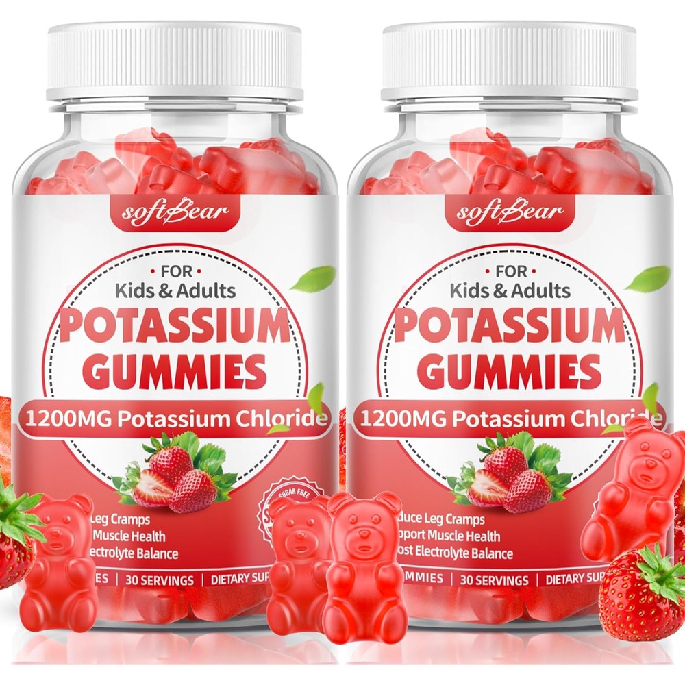 Softbear Potassium Chloride 1200mg Gummies front view authentic USA premium electrolyte supplement