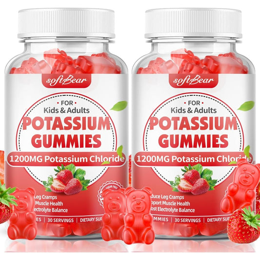 Softbear Potassium Chloride 1200mg Gummies front view authentic USA premium electrolyte supplement
