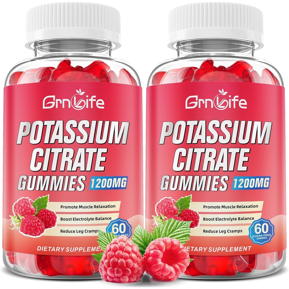 GrnLife Potassium Citrate 1200mg gummies front bottle view for muscle health