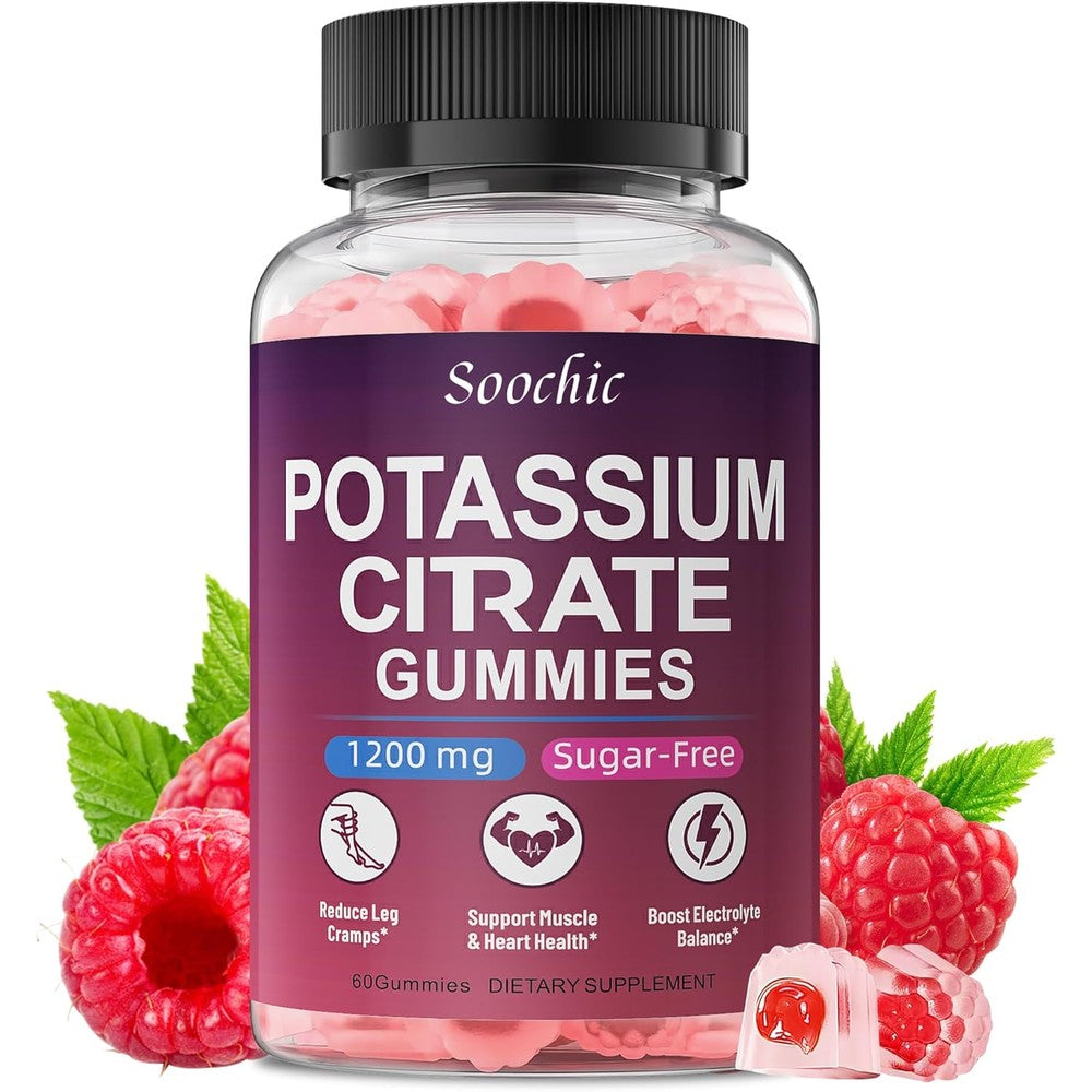 Soochic Potassium Citrate 1200mg Gummies front view bottle for muscle health