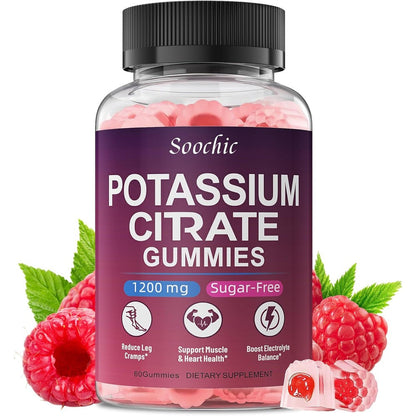 Soochic Potassium Citrate 1200mg Gummies front view bottle for muscle health