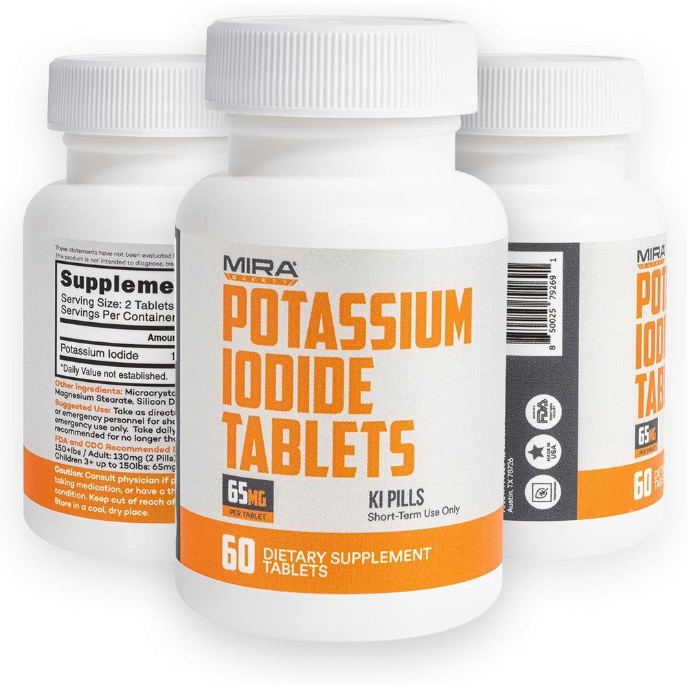 MIRA Safety Potassium Iodide emergency radiation pills front bottle view