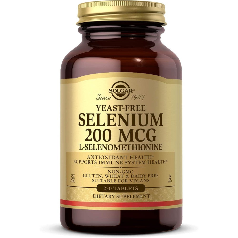 Solgar Yeast Free Selenium 200 Micrograms front view bottle for immune support