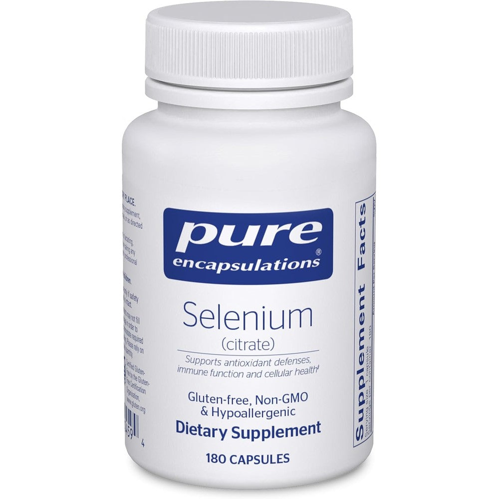 Pure Encapsulations Selenium Citrate 180 Capsules front view bottle for immune system support.