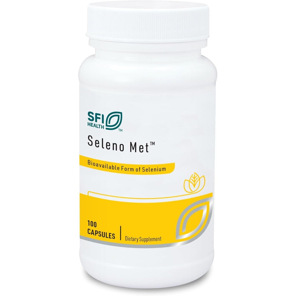 Sfi Health Klaire Labs Seleno Met 200mcg selenium supplement front view bottle for thyroid support
