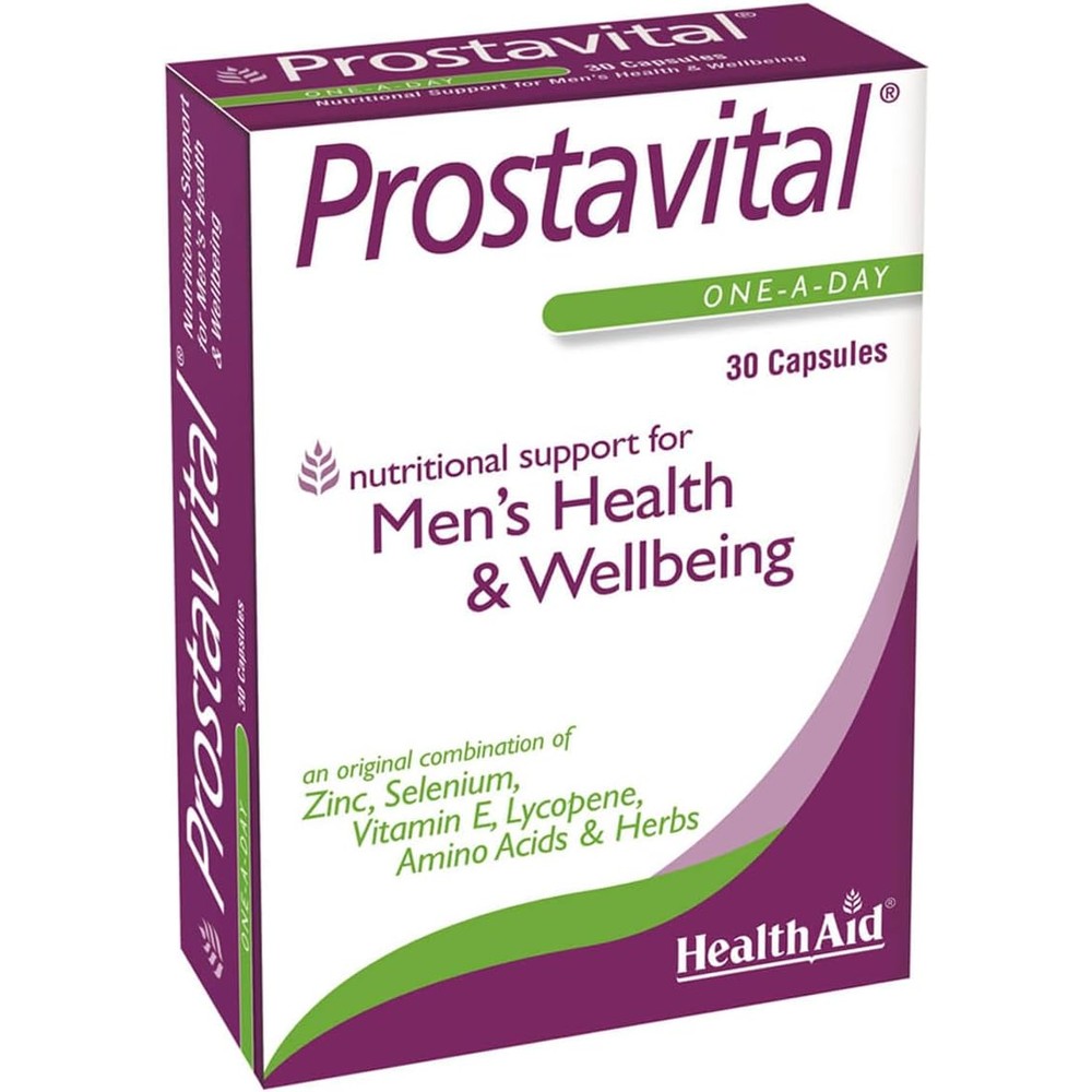HealthAid Prostavital 30 Capsules front view package for male prostate health support