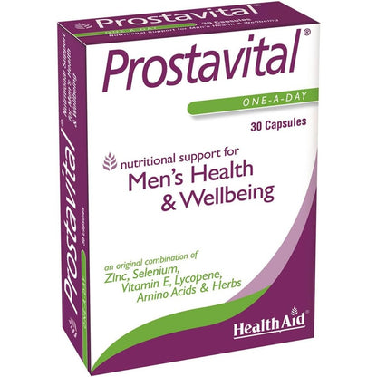 HealthAid Prostavital 30 Capsules front view package for male prostate health support
