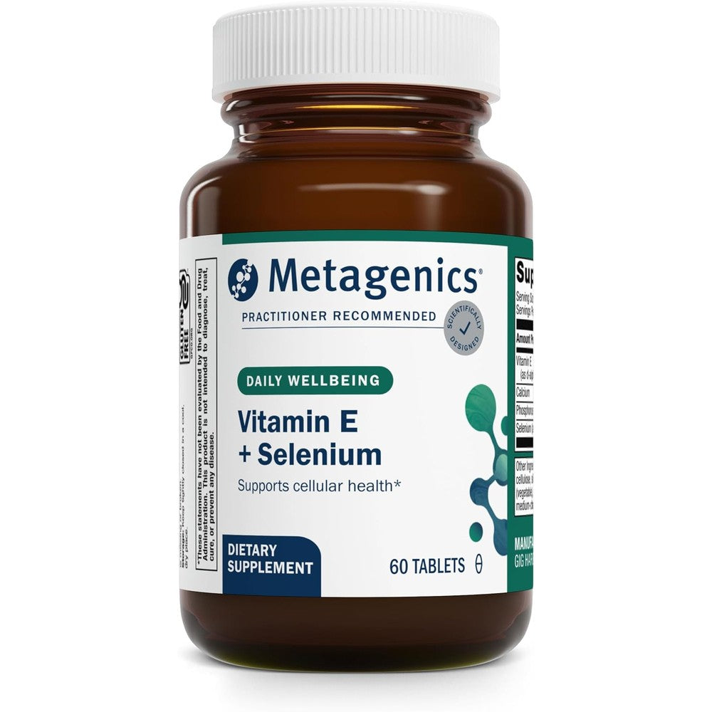 Metagenics E-400 Selenium 60 tablets front bottle view authentic antioxidant supplement