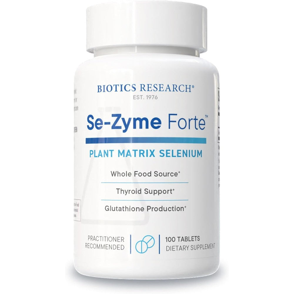Biotics Research Se-Zyme Forte 100 tablets front view whole food selenium supplement