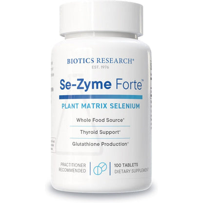 Biotics Research Se-Zyme Forte 100 tablets front view whole food selenium supplement