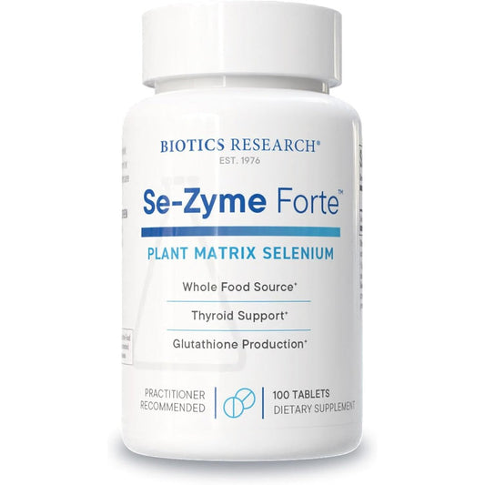 Biotics Research Se-Zyme Forte 100 tablets front view whole food selenium supplement