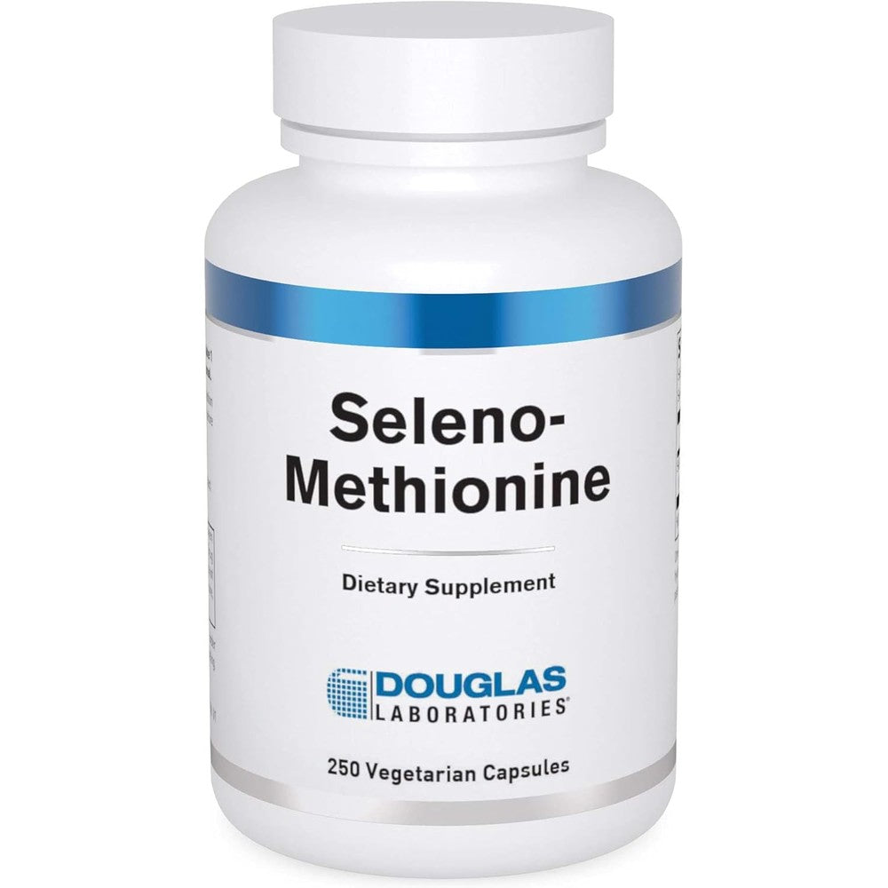 Douglas Laboratories Seleno-Methionine 200 micrograms bottle front view for antioxidant support.