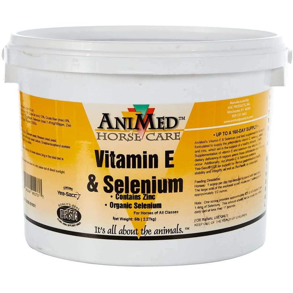 AniMed Vitamin E and Selenium Unflavored supplement with Zinc 5 pounds container front view