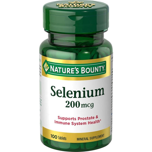 Nature's Bounty Selenium 200 Micrograms 100 Vegetarian Tablets front view showing brand packaging.