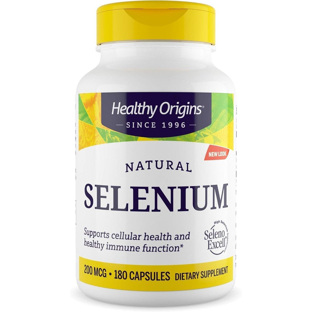Healthy Origins Selenium 200 Micrograms 180 Capsules front view bottle for immune support