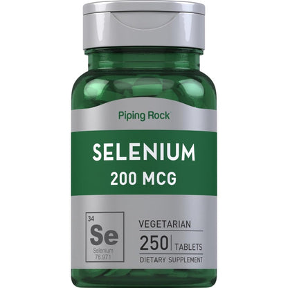 Piping Rock Selenium 200 Micrograms bottle front view for daily antioxidant support