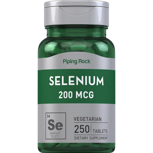 Piping Rock Selenium 200 Micrograms bottle front view for daily antioxidant support