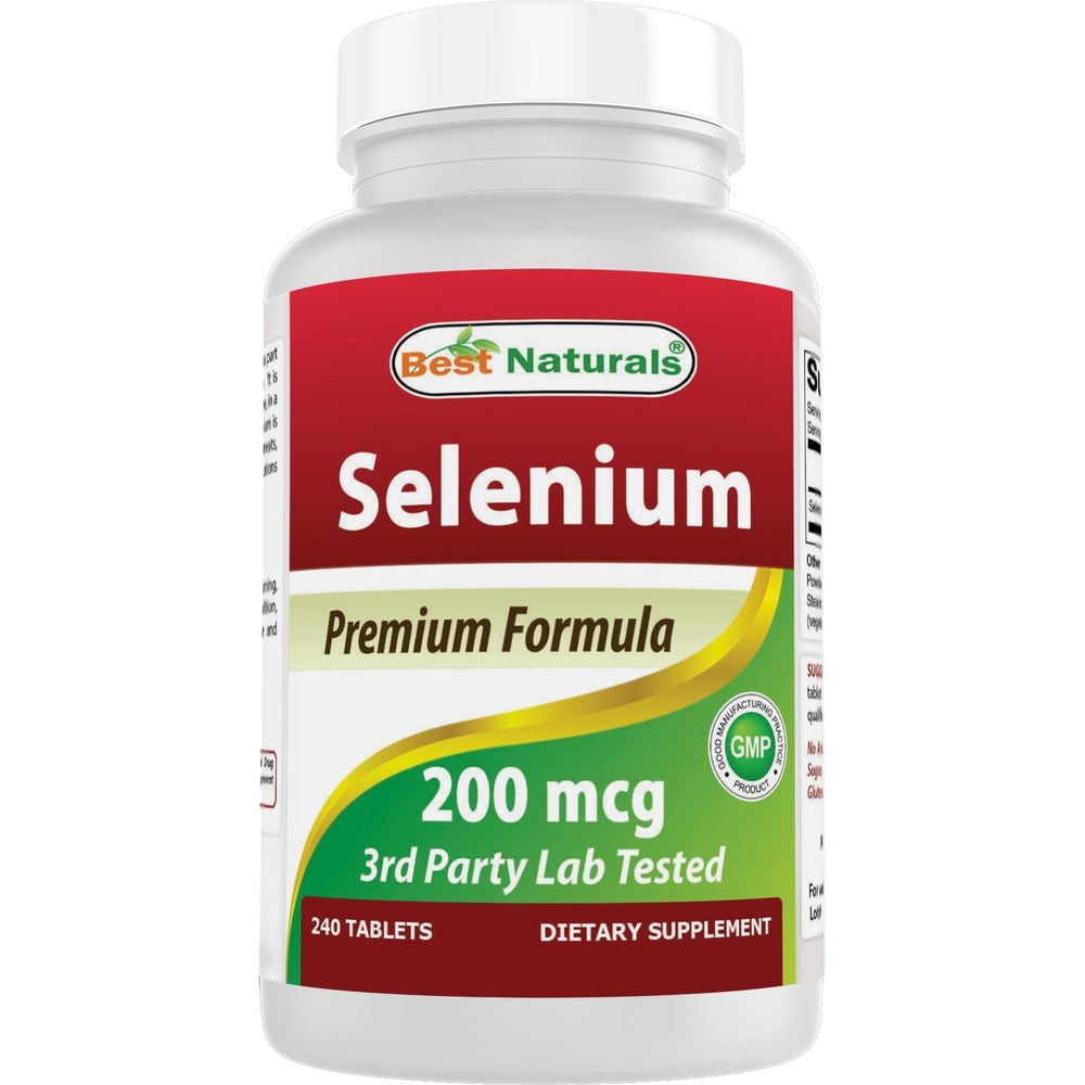 Best Naturals Selenium 200mcg 240 Tablets front view bottle for immune health